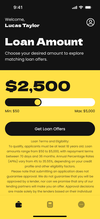 Borrow Smart app preview screen