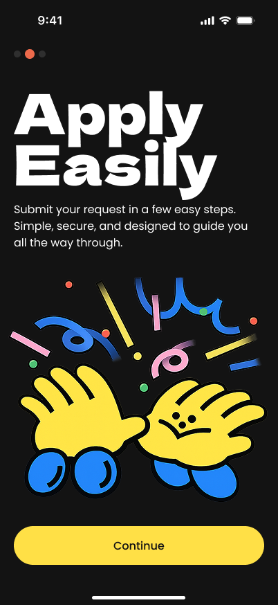 Apply easily screen